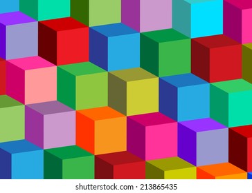 background, color bright geometrical cubes