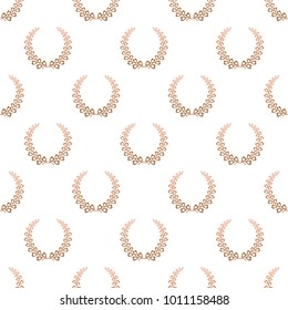 The background color of bronze laurel wreaths composed of two branches with colorful hearts and stalks for the third place for winner on a white background 