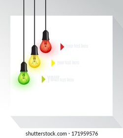 Background with color bulbs, place for text