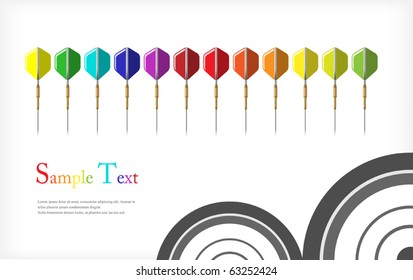 The background color of the darts and black rings. Illustration