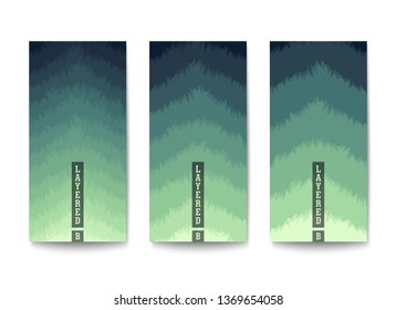 Background with color gradation in muted tones. Overlapping layers with jagged textured edges.