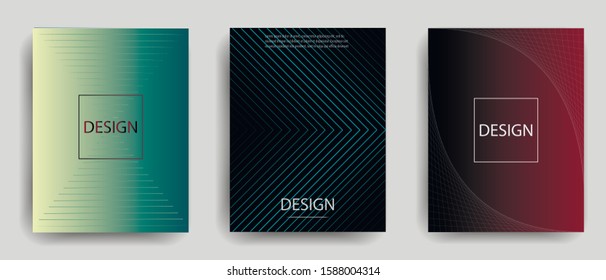 Background color gradient pattern. Geometric wave lines set vector, cool simple trends, minimal geometric background pattern design