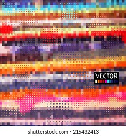Background color mosaic of squares and circles. Vector 