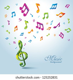 Background with Color Music Notes.