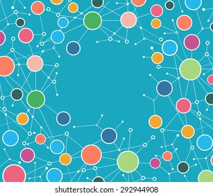 Background Color Network. Colored background circles dots and lines