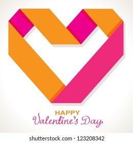 Background with color origami paper heart for Valentine design, vector