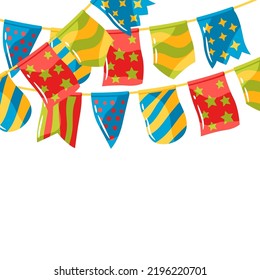 Fondo con banderas con motivos de color. Decoración para celebrar.