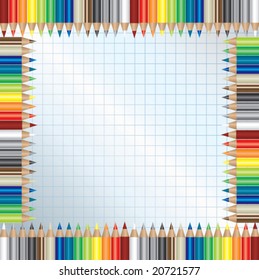 background with color pencils frame