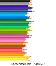 Background with color pencils. Vector