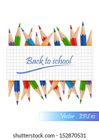 Background with color pencils - vector eps 10