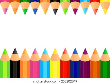 Background with color pencils. Vector illustration