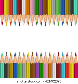 Background with color pencils. Vector color illustration
