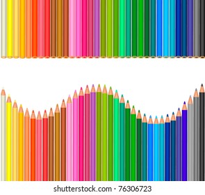 Background with color pencils. Vector illustration.