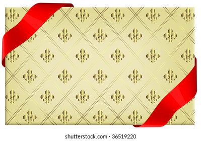 Background with color ribbon.  Vector illustration. Gift box.