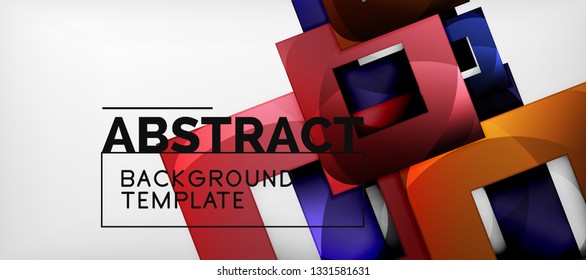 Background with color squares composition, modern geometric abstraction design for poster, cover, branding or banner. Vector