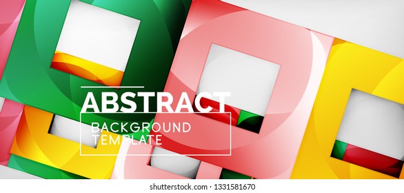 Background with color squares composition, modern geometric abstraction design for poster, cover, branding or banner. Vector