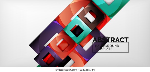 Background with color squares composition, modern geometric abstraction design for poster, cover, branding or banner. Vector