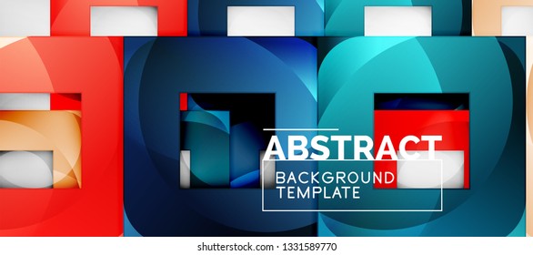 Background with color squares composition, modern geometric abstraction design for poster, cover, branding or banner. Vector