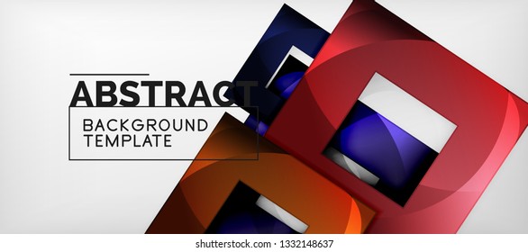 Background with color squares composition, modern geometric abstraction design for poster, cover, branding or banner. Vector