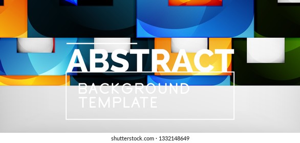 Fondo con composición de cuadrados de color, diseño de abstracción geométrica moderno para afiches, portada, marca o banner. Vector