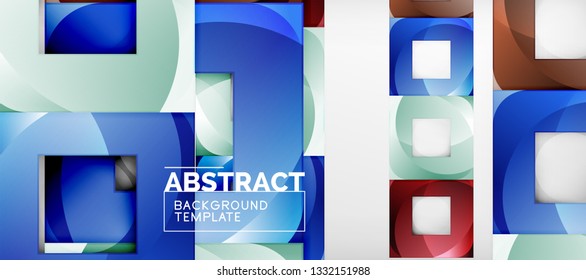 Background with color squares composition, modern geometric abstraction design for poster, cover, branding or banner. Vector