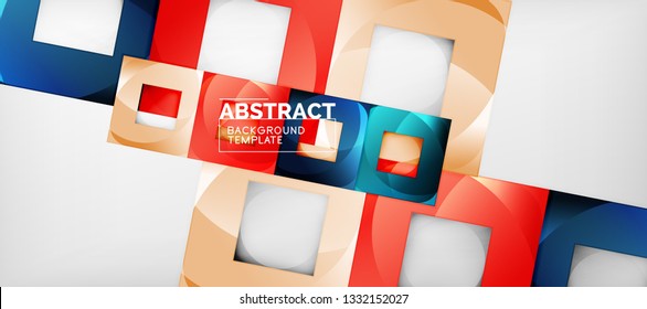 Fondo con composición de cuadrados de color, diseño de abstracción geométrica moderno para afiches, portada, marca o banner. Vector