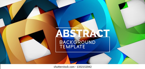 Hintergrund mit Farbquadratkomposition, modernem geometrischem Abstraktionsdesign für Poster, Deckel, Branding oder Banner. Vektorgrafik