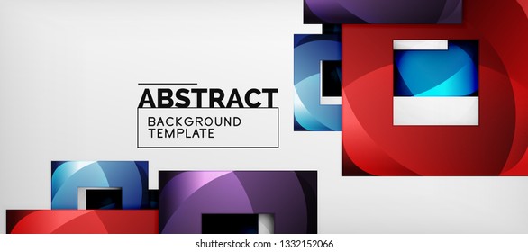 Background with color squares composition, modern geometric abstraction design for poster, cover, branding or banner. Vector