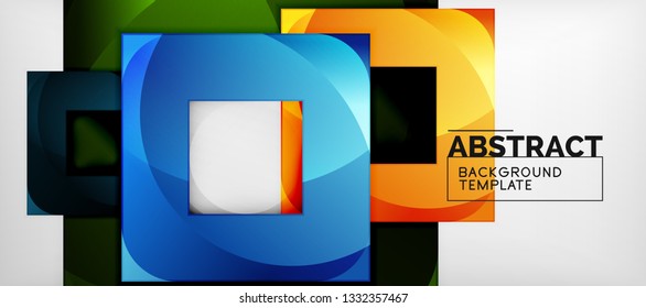 Background with color squares composition, modern geometric abstraction design for poster, cover, branding or banner. Vector