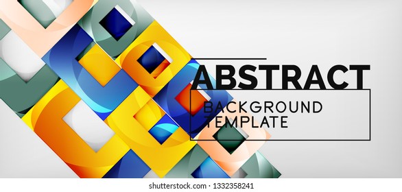 Fondo con composición de cuadrados de color, diseño de abstracción geométrica moderno para afiches, portada, marca o banner. Vector
