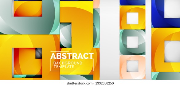 Fondo con composición de cuadrados de color, diseño de abstracción geométrica moderno para afiches, portada, marca o banner. Vector