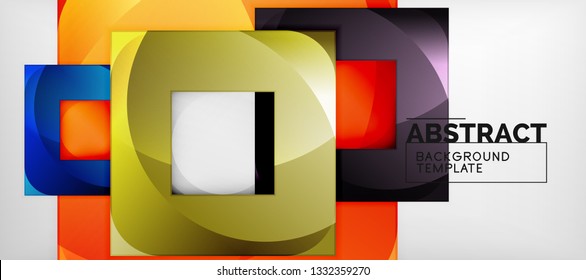 Background with color squares composition, modern geometric abstraction design for poster, cover, branding or banner. Vector
