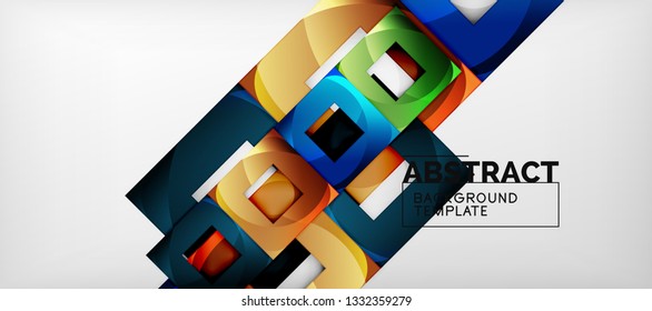 Background with color squares composition, modern geometric abstraction design for poster, cover, branding or banner. Vector