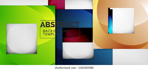 Fundo com composição de quadrados de cor, design moderno de abstração geométrica para cartaz, capa, marca ou banner. Vetor
