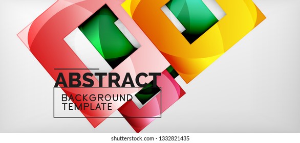 Background with color squares composition, modern geometric abstraction design for poster, cover, branding or banner. Vector