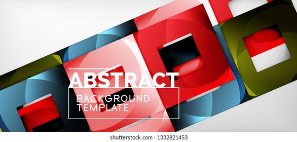 Hintergrund mit Farbquadratkomposition, modernem geometrischem Abstraktionsdesign für Poster, Deckel, Branding oder Banner. Vektorgrafik