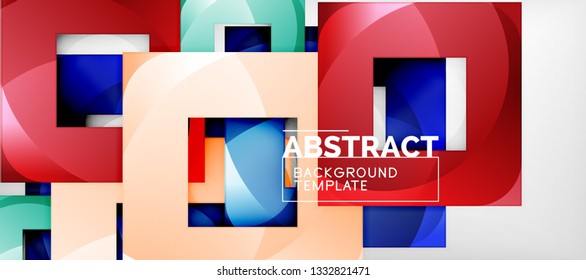 Background with color squares composition, modern geometric abstraction design for poster, cover, branding or banner. Vector