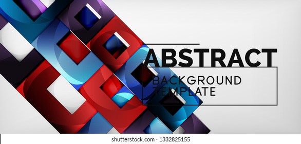 Background with color squares composition, modern geometric abstraction design for poster, cover, branding or banner. Vector
