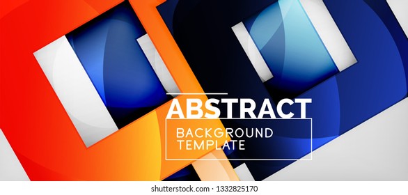 Fundo com composição de quadrados de cor, design moderno de abstração geométrica para cartaz, capa, marca ou banner. Vetor