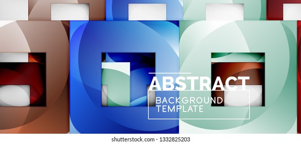 Background with color squares composition, modern geometric abstraction design for poster, cover, branding or banner. Vector