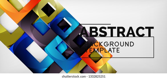 Background with color squares composition, modern geometric abstraction design for poster, cover, branding or banner. Vector