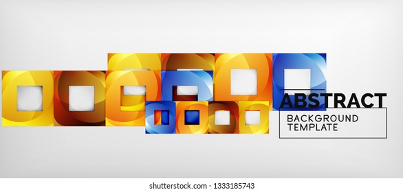 Fondo con composición de cuadrados de color, diseño de abstracción geométrica moderno para afiches, portada, marca o banner. Vector