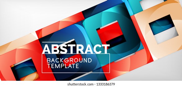 Background with color squares composition, modern geometric abstraction design for poster, cover, branding or banner. Vector