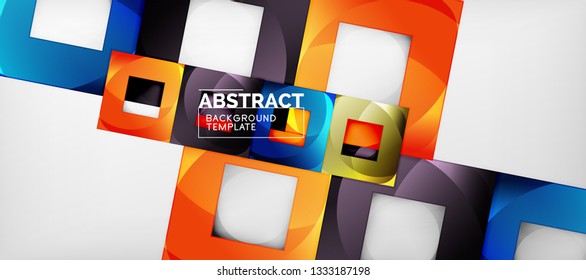 Background with color squares composition, modern geometric abstraction design for poster, cover, branding or banner. Vector