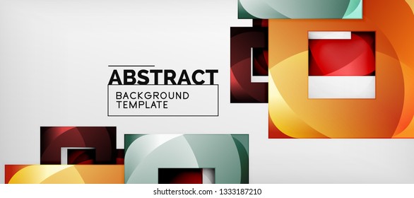 Hintergrund mit Farbquadratkomposition, modernem geometrischem Abstraktionsdesign für Poster, Deckel, Branding oder Banner. Vektorgrafik