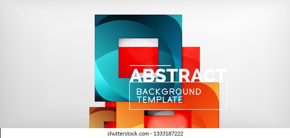 Background with color squares composition, modern geometric abstraction design for poster, cover, branding or banner. Vector