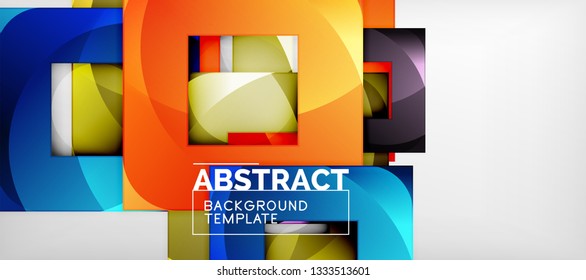 Hintergrund mit Farbquadratkomposition, modernem geometrischem Abstraktionsdesign für Poster, Deckel, Branding oder Banner. Vektorgrafik