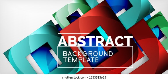 Background with color squares composition, modern geometric abstraction design for poster, cover, branding or banner. Vector