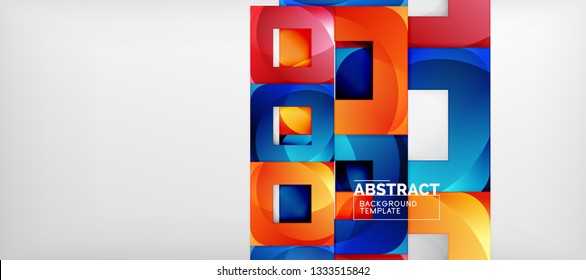 Background with color squares composition, modern geometric abstraction design for poster, cover, branding or banner. Vector
