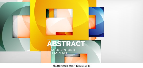 Background with color squares composition, modern geometric abstraction design for poster, cover, branding or banner. Vector